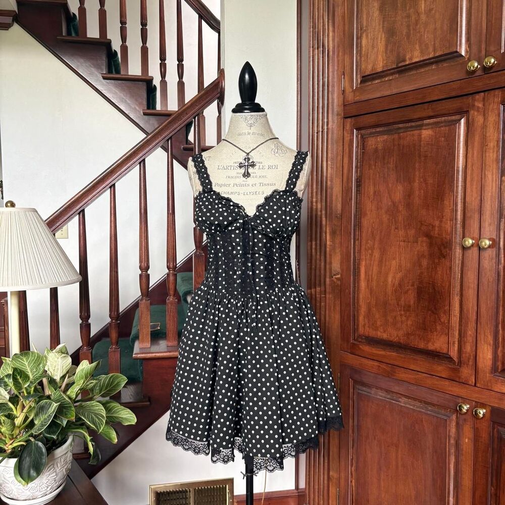 Justify Black and White Polka Dot Babydoll Dress New with Tags Emo Y2k Goth